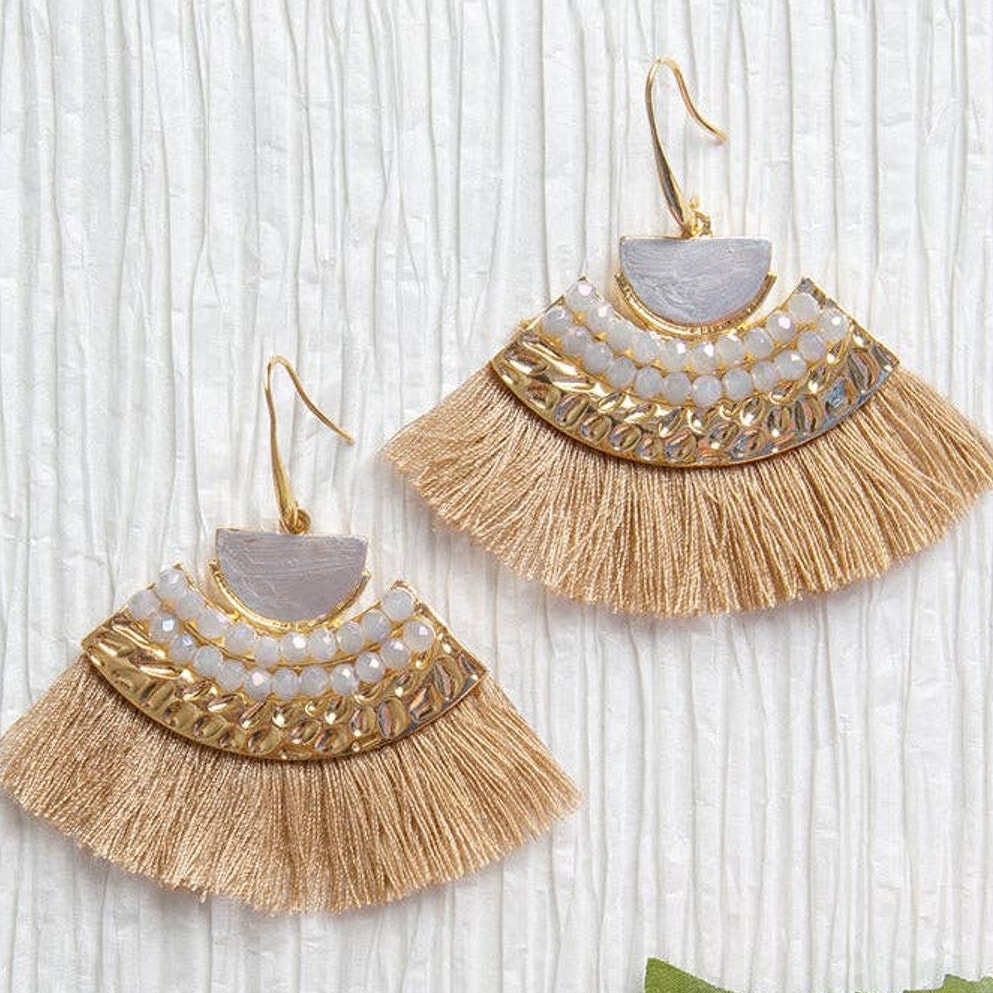 On A Safari Tassel Earrings Brown Grey
